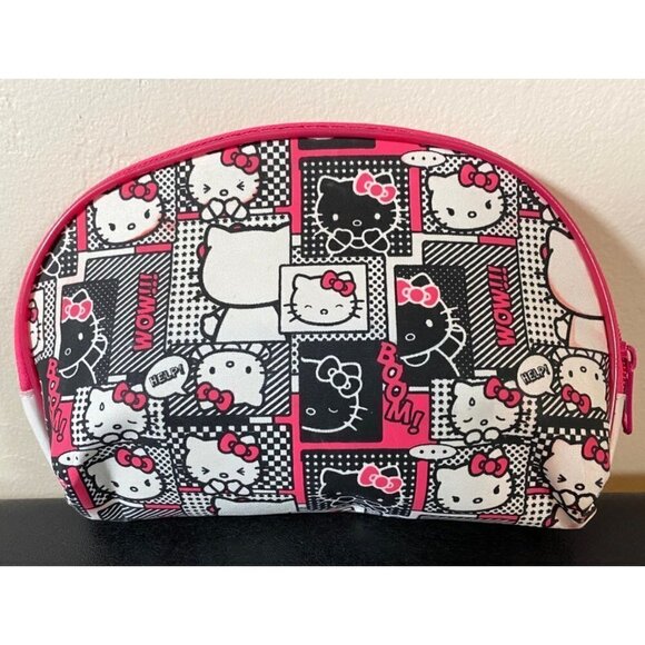 2010 Hello Kitty Sanrio Cosmetics Makeup Bag Black Pink - Picture 1 of 12